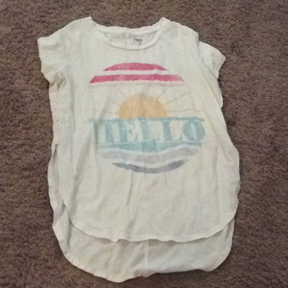 Old navy, white printed shirt.